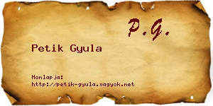Petik Gyula névjegykártya